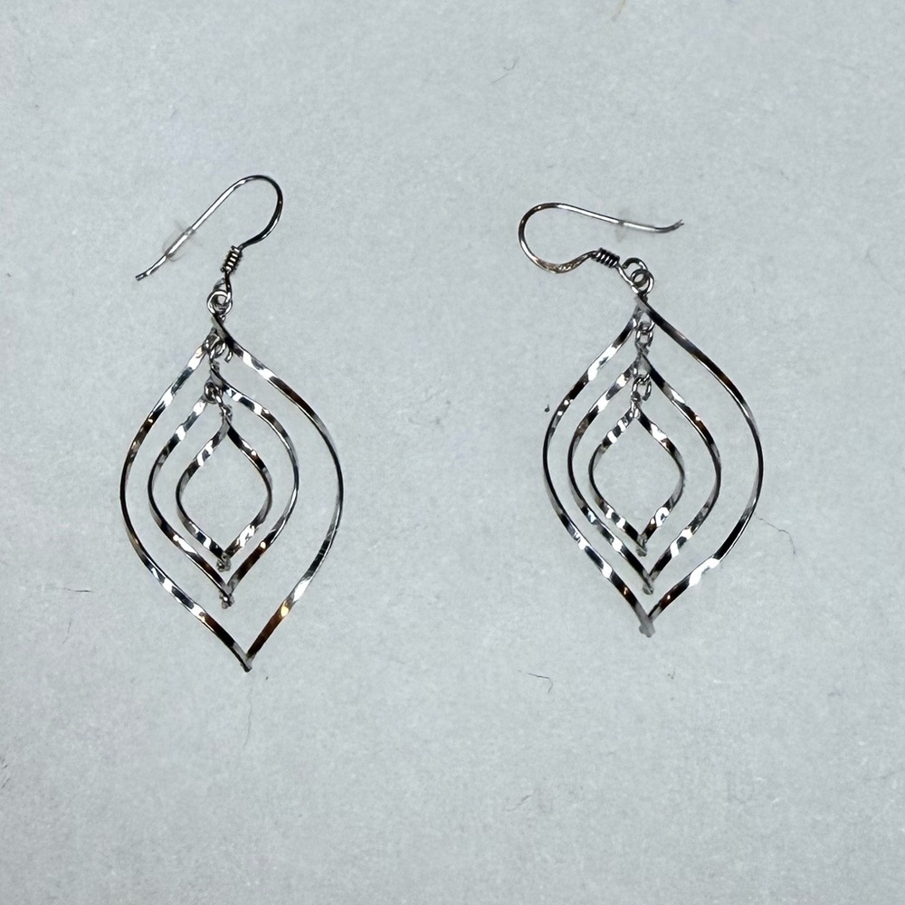Frieda Rothman Silver Twisted Water Drop Sterling Silver Earrings